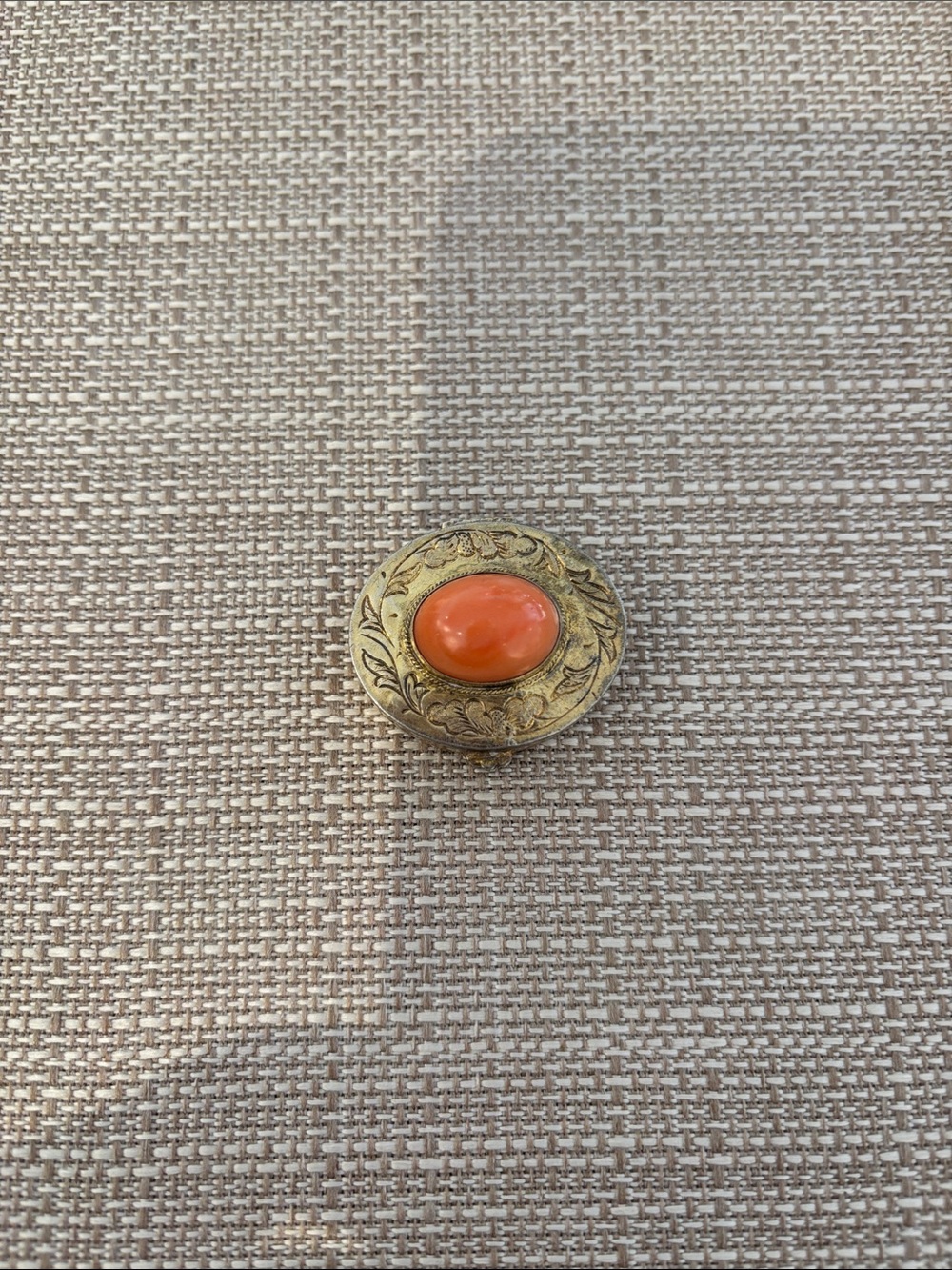 Antique Chinese, silver and coral pillbox